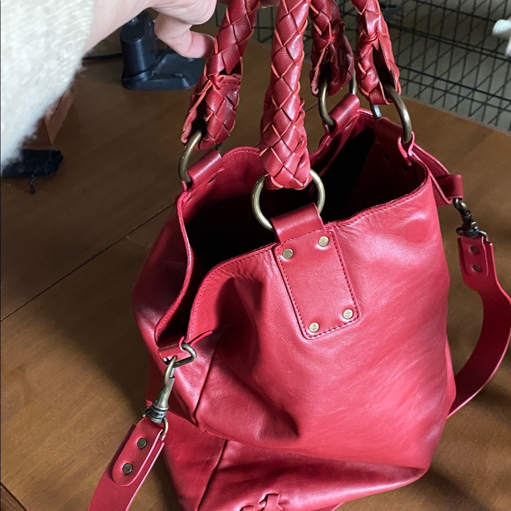 Falor Spanish Red Leather Tote Bag